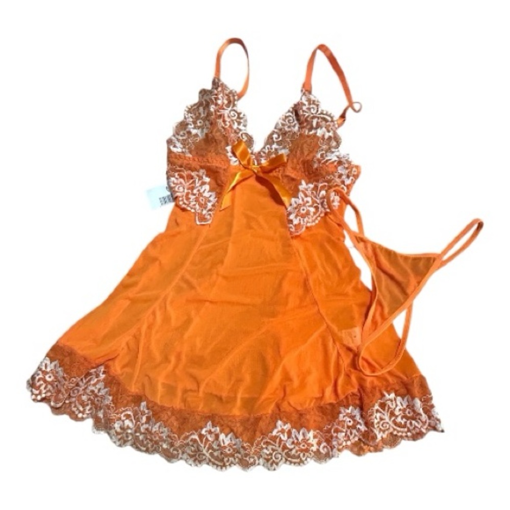 Orange Lace-Trim Chemise Nightdress - 4 nightdresses bundle